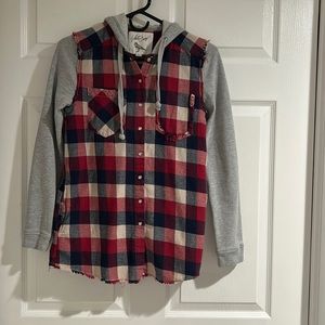 White Crow raw edge flannel hoodie women’s size xs
